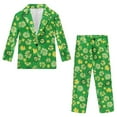 thumbnail image 4 of Xoenoiee Green Lucky Shamrock Print Boys Suit 2 Piece Slim Fit Kids Tuxedo Suit St. Patrick's Day Formal Wedding Outfit Blazer Pants Set Dresswear, Size 11-12 Years, 4 of 7