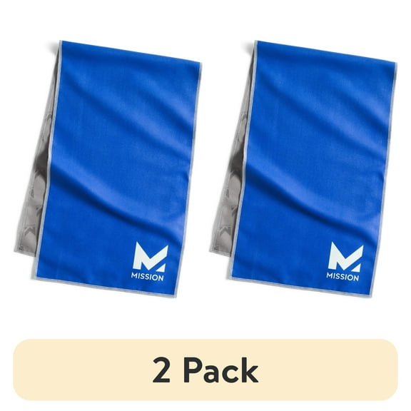 (2 pack) Mission Original Evaporative Cool Technology Cooling Towel, 10 x 33, Mission Blue