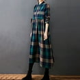 thumbnail image 6 of SMihono Womens Cotton Linen Plaid Long Sleeve Button Down Shirt Dress Oversize Trendy Casual Loose Dresses with 2 Pockets Green M, 6 of 7
