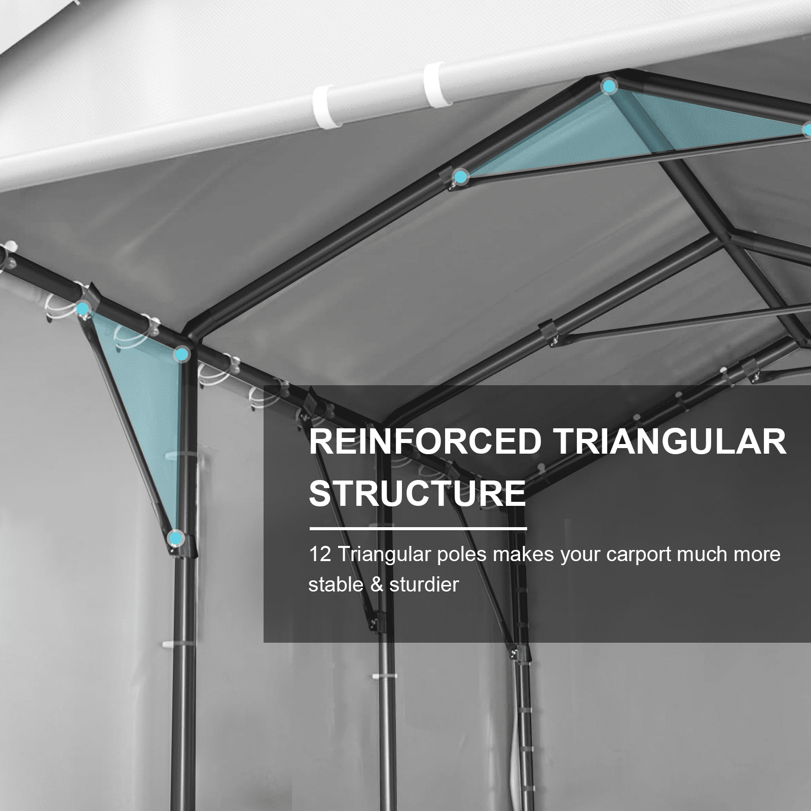 TANGJEAMER 20x10 ft Heavy Duty Carport with Roll-up Door – Fully Enclosed Side Walls, 180G PE Portable Garage, Weatherproof Shelter for Cars, Trucks & Storage (White)
