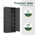thumbnail image 2 of Letaya Black Storage Cabinet with Adjustable Shelves-Metal Home Kitchen Pantry Cabinets with Doors,Organization Locker for Cupboard/Bedroom/Dining/Living/Bathroom/Office/Garage Room, 2 of 16