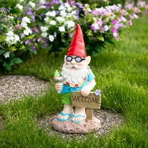 Northlight 16" Summer Time "Welcome" Gnome Outdoor Garden Statue