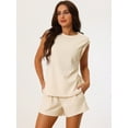 thumbnail image 3 of Unique Bargains Women's 2 Piece Outfits Knit Set Ribbed Tank Top and Shorts Lounge Sets XL Apricot, 3 of 6