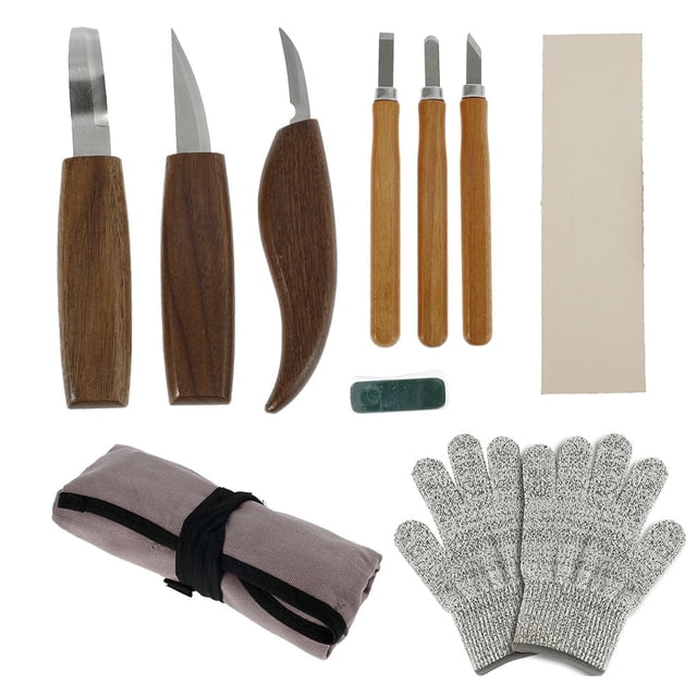 10PCS Wood Carving Tools Set for Beginners Professionals Wood Sculpting Tools Complete Kit Including Whittling Hook Knife Ideal for Bass Wood Woodworking DIY