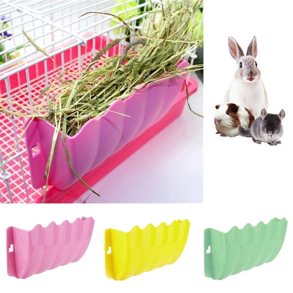Walbest Rabbit Small Animals Hanging Feeder Grass Durable Container Wall Mounted Plastic Manger Rack Space saving