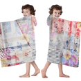 thumbnail image 4 of Pioneer Flower Floral Print Pattern Hooded Bath Towel，60"x35" for Ages 3 To 12 Kids, Quick Dry Lightweight Soft Microfiber Hood Beach Towel Cover Up for Kids, 4 of 7