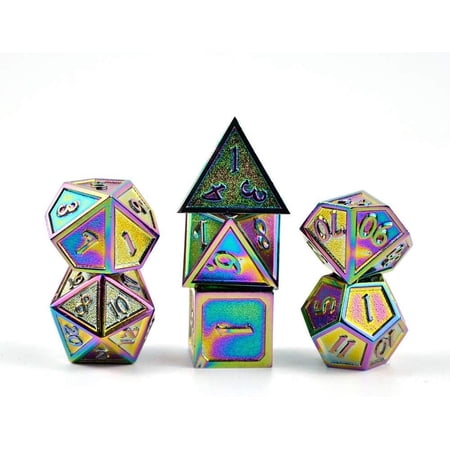 Signalplus Metal Dice D6 Set 7-Piece Polyhedral Dice for RPG Dungeons and Dragons