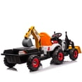 thumbnail image 3 of Arnahaishe 24V 4-in-1 Ride On Tractor Toys with Parents Control, 3-Speed Adjustable, LED, Music, Battery Powered Electric Excavator Gift for Kids, Orange, 3 of 11
