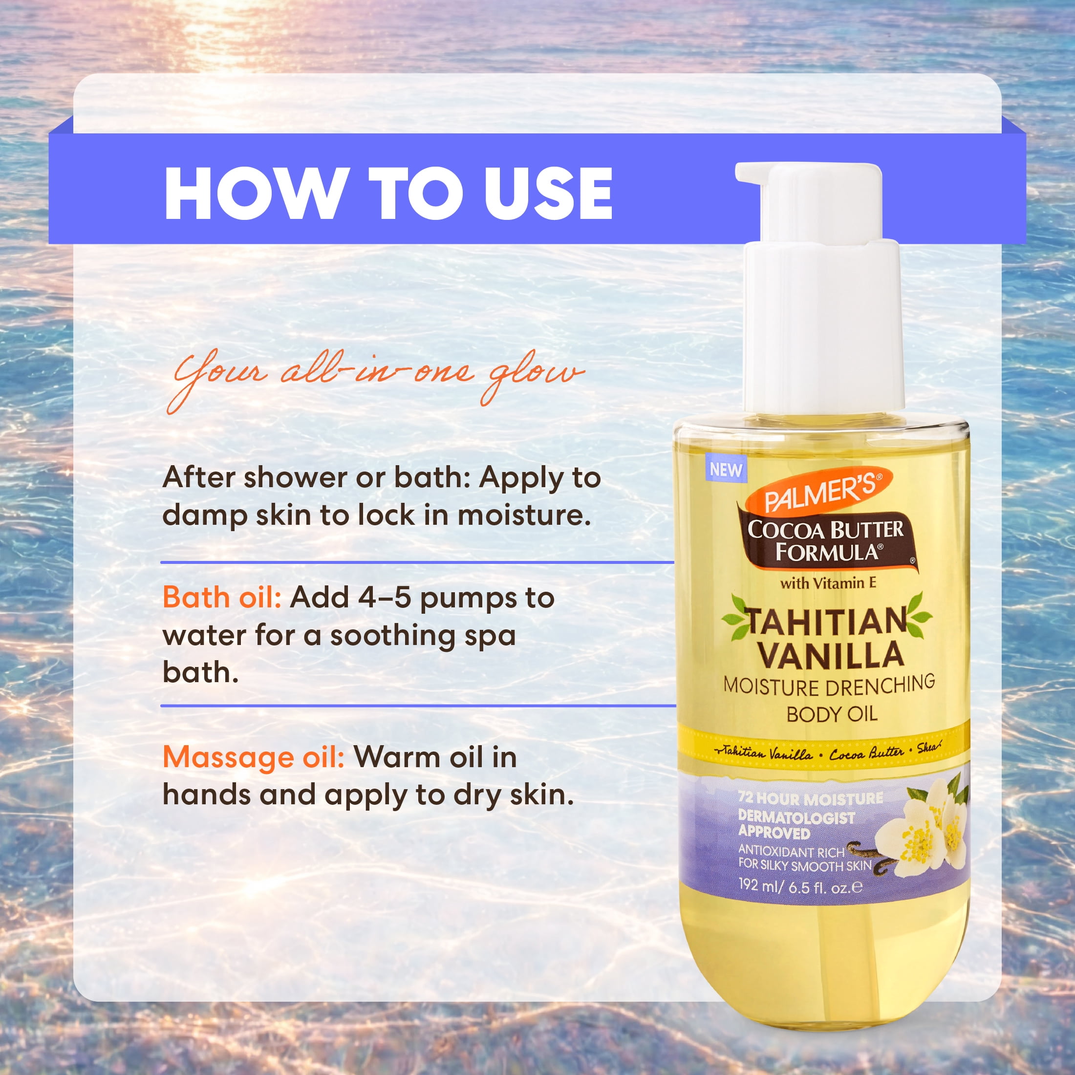 Palmer's Moisturizing Body Oil with Tahitian Vanilla, 6.5 fl oz