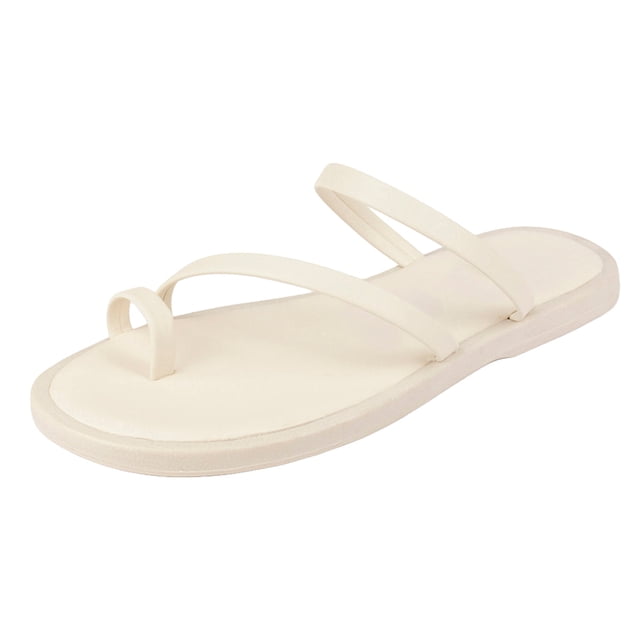 Sandalias de piso Exterior Piel vegana Color Blanco Para Mujer De RBBASICS