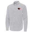 thumbnail image 2 of Men's Antigua Gray Oregon State Beavers Porter Woven Tri-Blend Long Sleeve Button-Down Shirt, 2 of 3