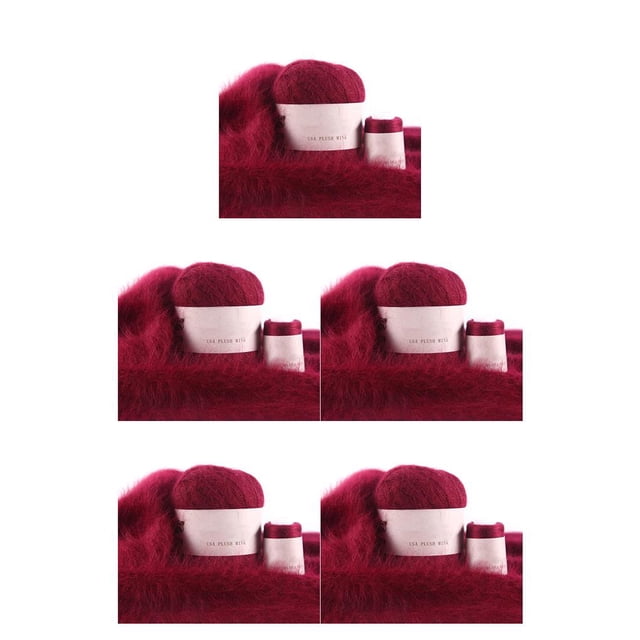 Matsuzay Juego de ovillos de lana antibolitas de 50g y 20g, Kit de hilo de ganchillo de 2 hebras, suministros para tejer, accesorio de costura, rojo vino Vino rojo 5piezas Matsuzay CBP183670
