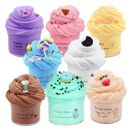 DIY Butter Slimes Fruit Kit Soft Stretchy and Non-sticky Cloud Slimes Making Set Scented Toy Party Favors for Kids Gift 70ML Blue