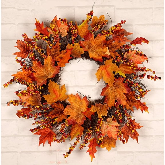 Fall Wreath, Artificial Fall Wreaths for Front Door Outside, Autumn Wreath Harvest Fall Door Wreath Thanksgiving Wreath for Home/Indoor/Outdoor