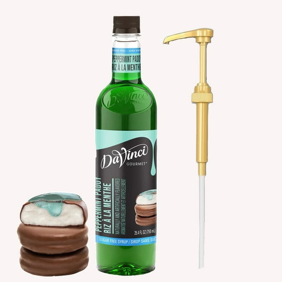 DaVinci Gourmet Sugar-Free Peppermint Paddy Syrup, 25.4 fl oz (750mL) Bottle Gold Pump