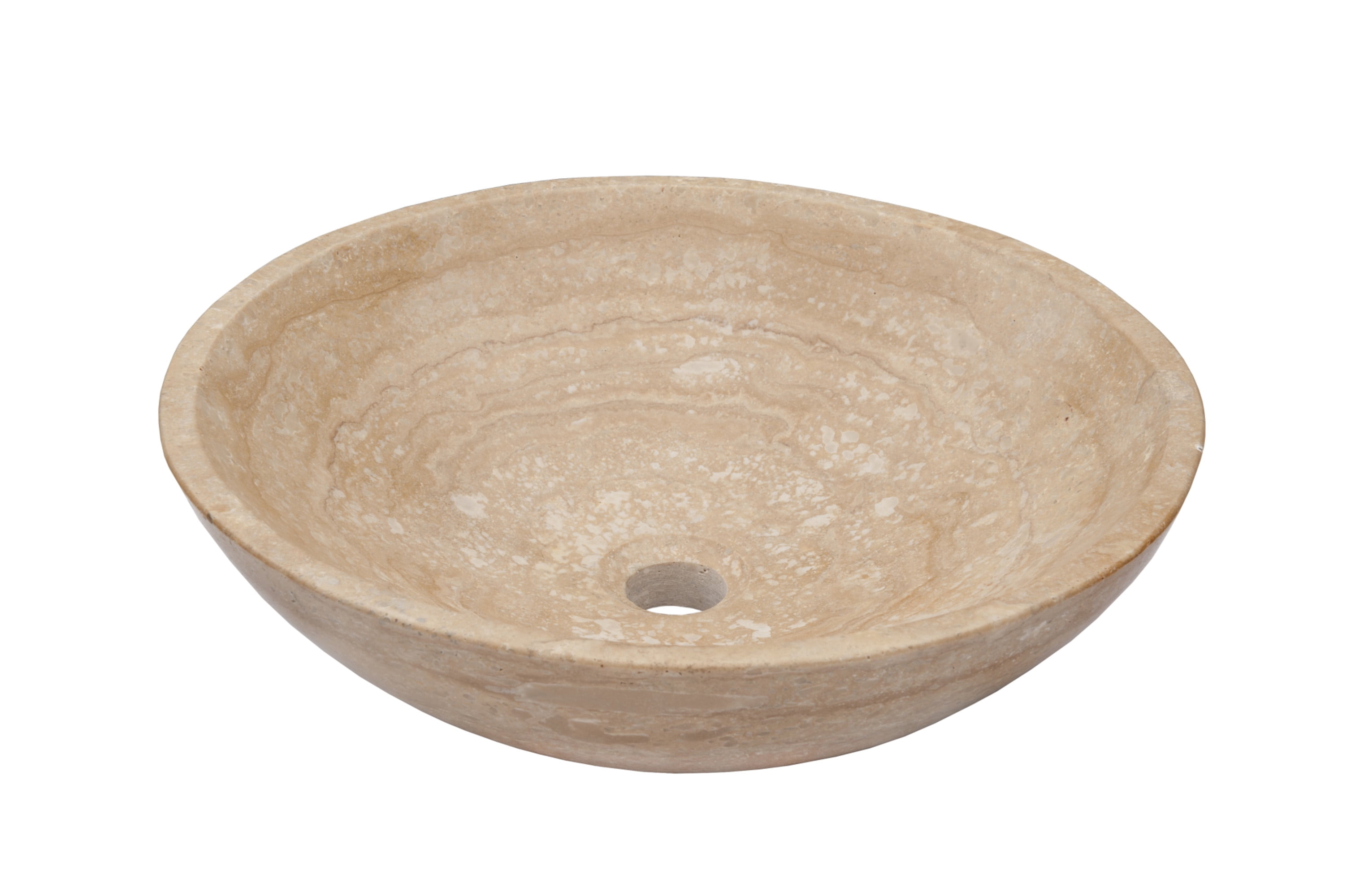 Miseno MNO-TB-PC Circular 17" Stone Vessel Bathroom Sink; Polished Chrome Drain