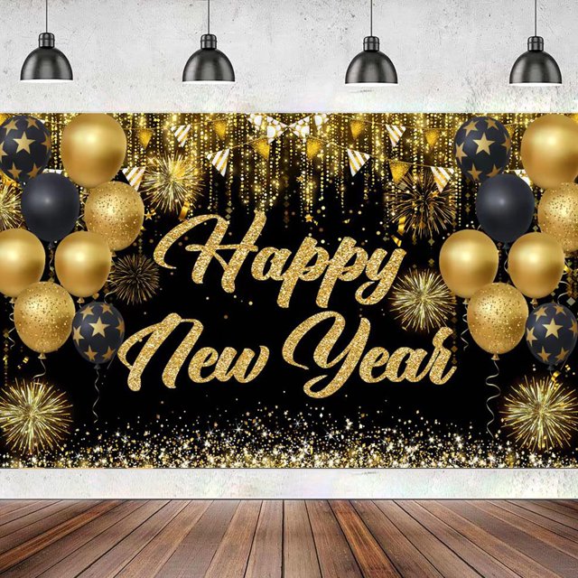 Banderín decorativo Ansoufien Happy New Year 2025, 180 x 110 cm