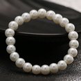 thumbnail image 1 of Brazalete de pulsera de perlas blancas de 8MM para mujer, pulsera con cuentas, joyería elástica JAMW Sencillez, 1 of 5