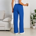 thumbnail image 3 of Women's wide-leg athletic pants, high-waisted loose casual trousers with drawstring, flared athletic pants, jogging pants with pockets,Royal Blue,M, 3 of 5