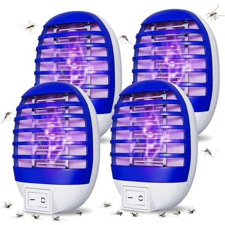 4 Pack Plug in Bug Zapper Indoor for Flying Insect Mosquito, Electronic Mosquito Zapper Gnat Traps with LED Light for Patio, Bedroom, Kitchen, Office
