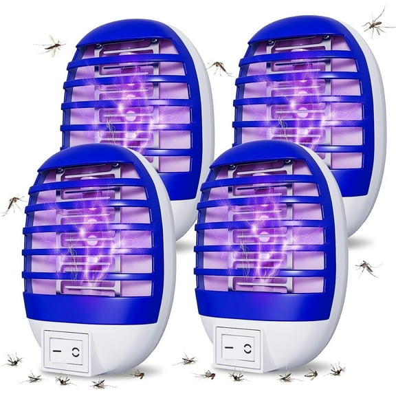 4 Pack Plug in Bug Zapper Indoor for Flying Insect Mosquito, Electronic Mosquito Zapper Gnat Traps with LED Light for Patio, Bedroom, Kitchen, Office
