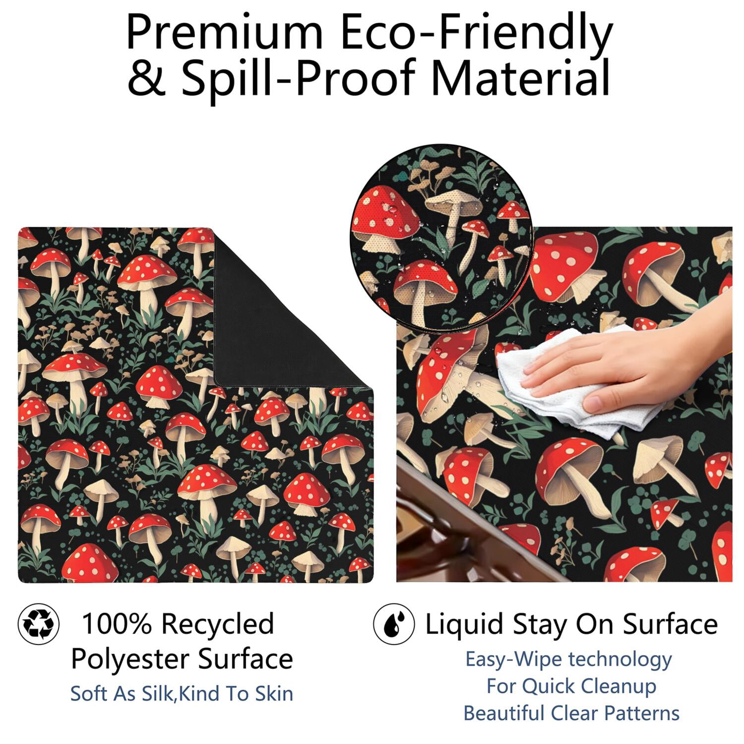 31.5 Inch Square Botanical Table Pad Made of Premium Rubber Material with Anti-Slip Non-Slip Grip and Noise Reducing Features for Board Games Cards