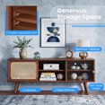 thumbnail image 4 of Modern TV Stand for TVs up to 55" with Rattan& Glass Sliding Doors, Entertainment Center Media Console for Living Room, Bedroom,Brown, 4 of 9