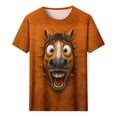 thumbnail image 3 of Women's Casual Graphic Tees Funny Smiling Horse Face 3D Print T-Shirts Short Sleeve Round Neck Tops Summer Lightweight Novelty Animal Blouses for Everyday Wear, 3 of 5