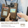 thumbnail image 6 of Mantto Case for iPhone 13 Pro with Card Holder, Retro PU Leather RFID Blocking Credit Card Slots Double Magnetic Clasp Flip Kickstand Shockproof Phone Cover for iPhone 13 Pro,Brown, 6 of 9