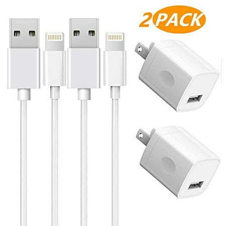 iPhone Charger 2-Pack Charging Cable and USB Wall Charger Power Adapter Plug Block Compatible iPhone X/8/8 Plus/7/7 Plus/6/6S/6 Plus/5S/SE/Mini/Air/Pro Cases,