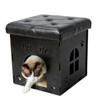 Pet Life ® 'Kitty Kallapse' Collapsible Folding Kitty Cat House Tree Bed Ottoman Bench Furniture