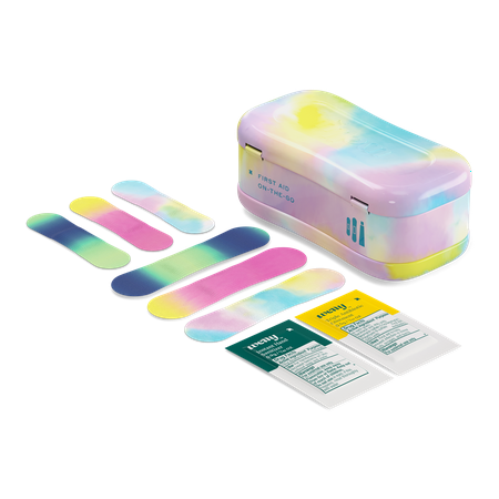Welly First Aid Kit, Quick Fix Kit for On the Go, Colorwash Patterns, Assorted Bandages and Ointments, 24 Count