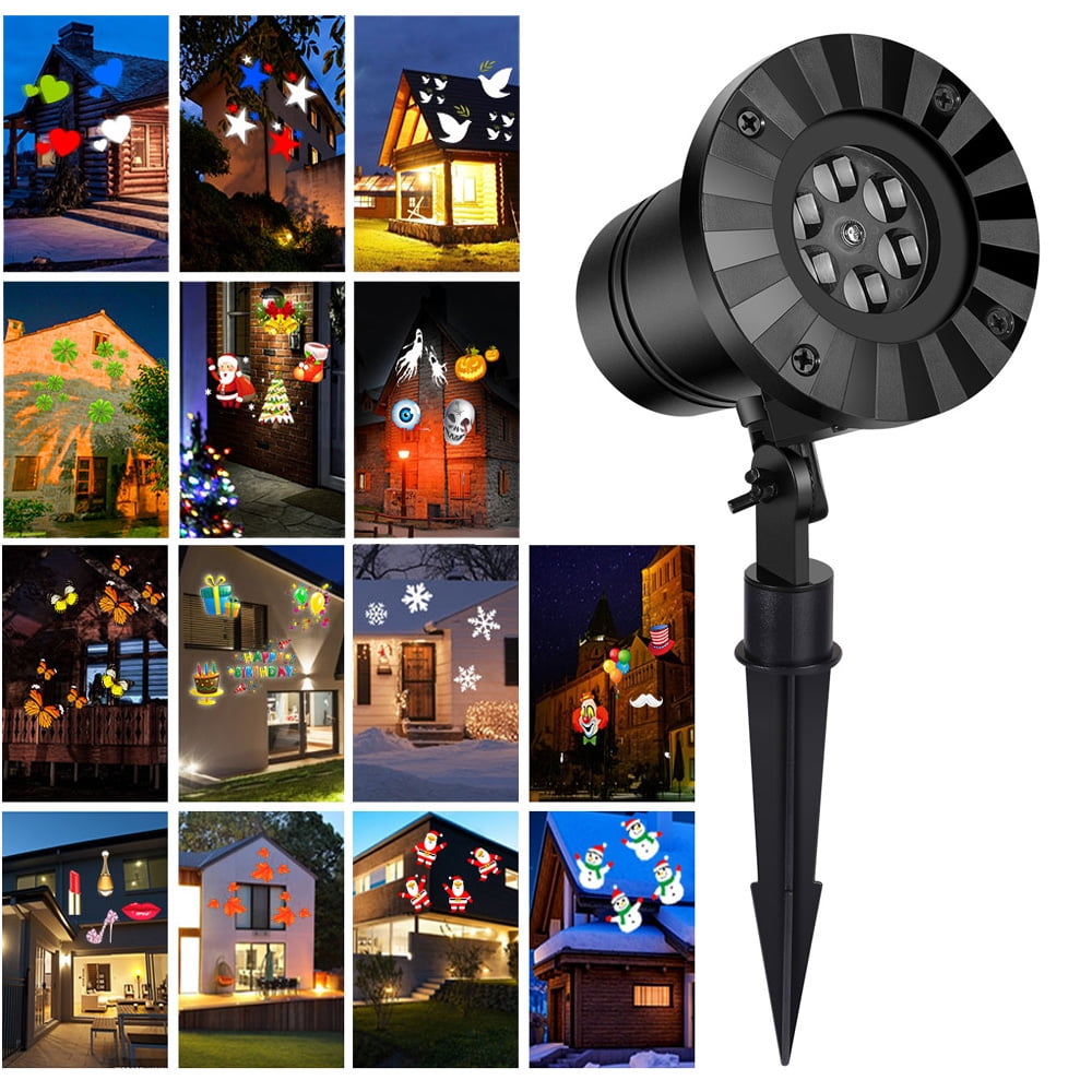 LED Christmas Projector Lights Laser Landscape Xmas Move Fairy Lamps Home Decor 
