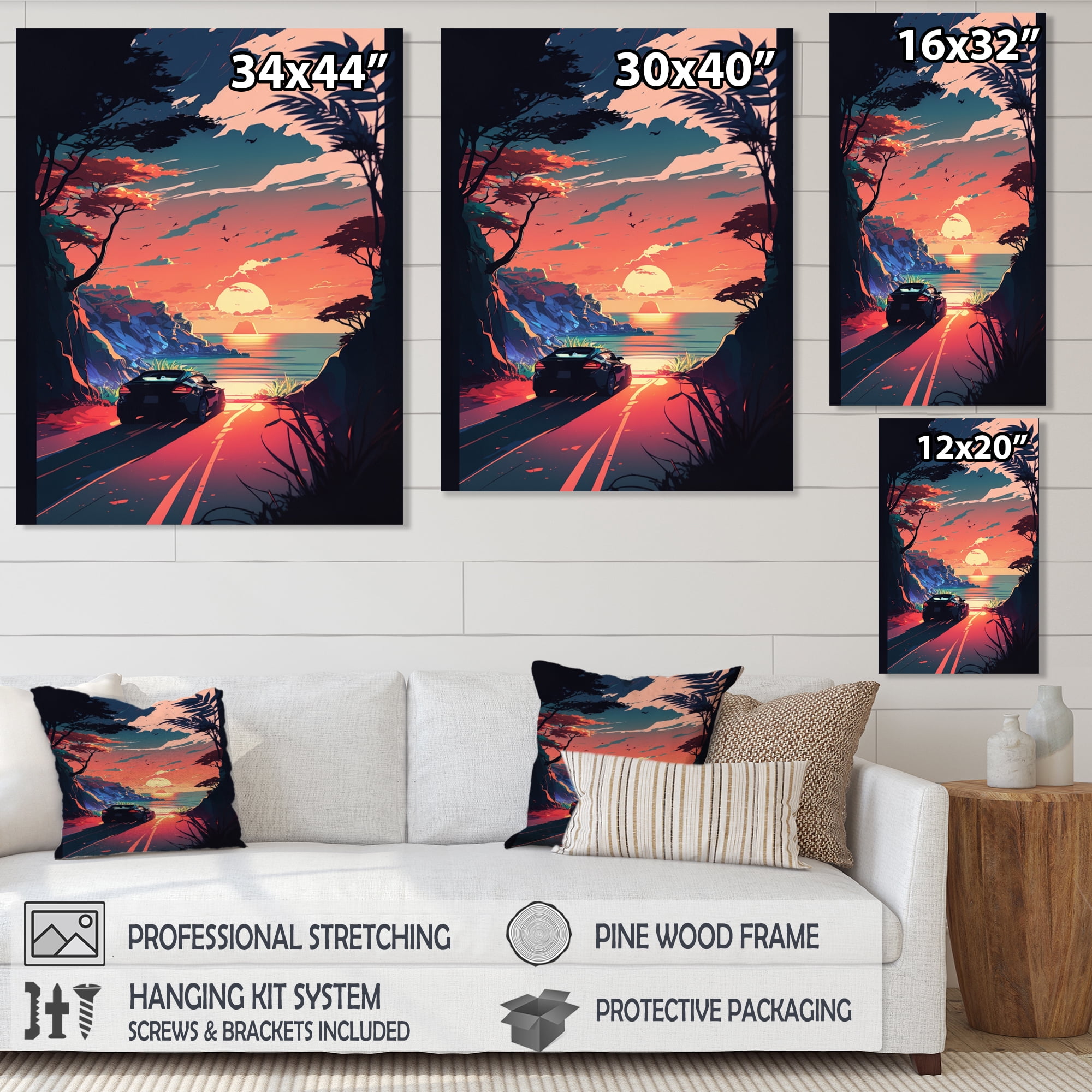 Designart Road To The Sunset V Canvas Wall Art