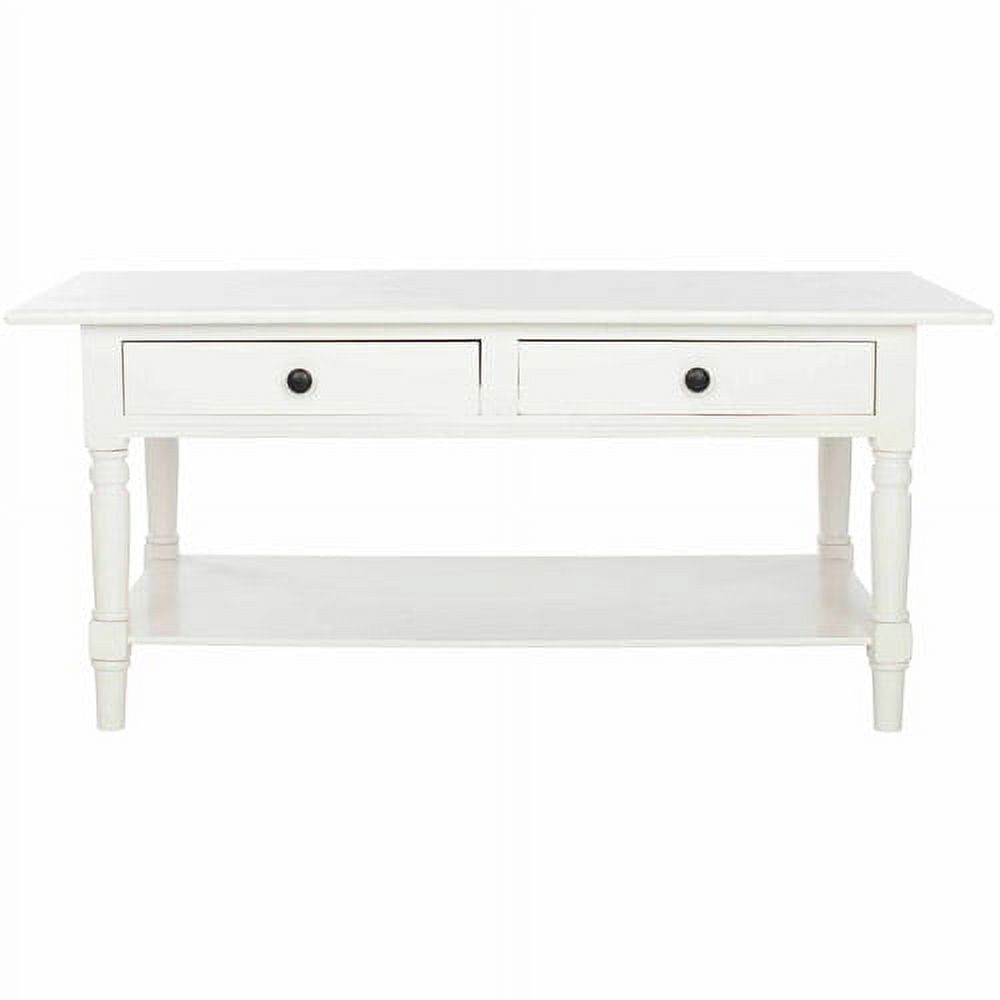 SAFAVIEH Boris Solid Contemporary 2 Drawer Coffee Table, Distressed Cream