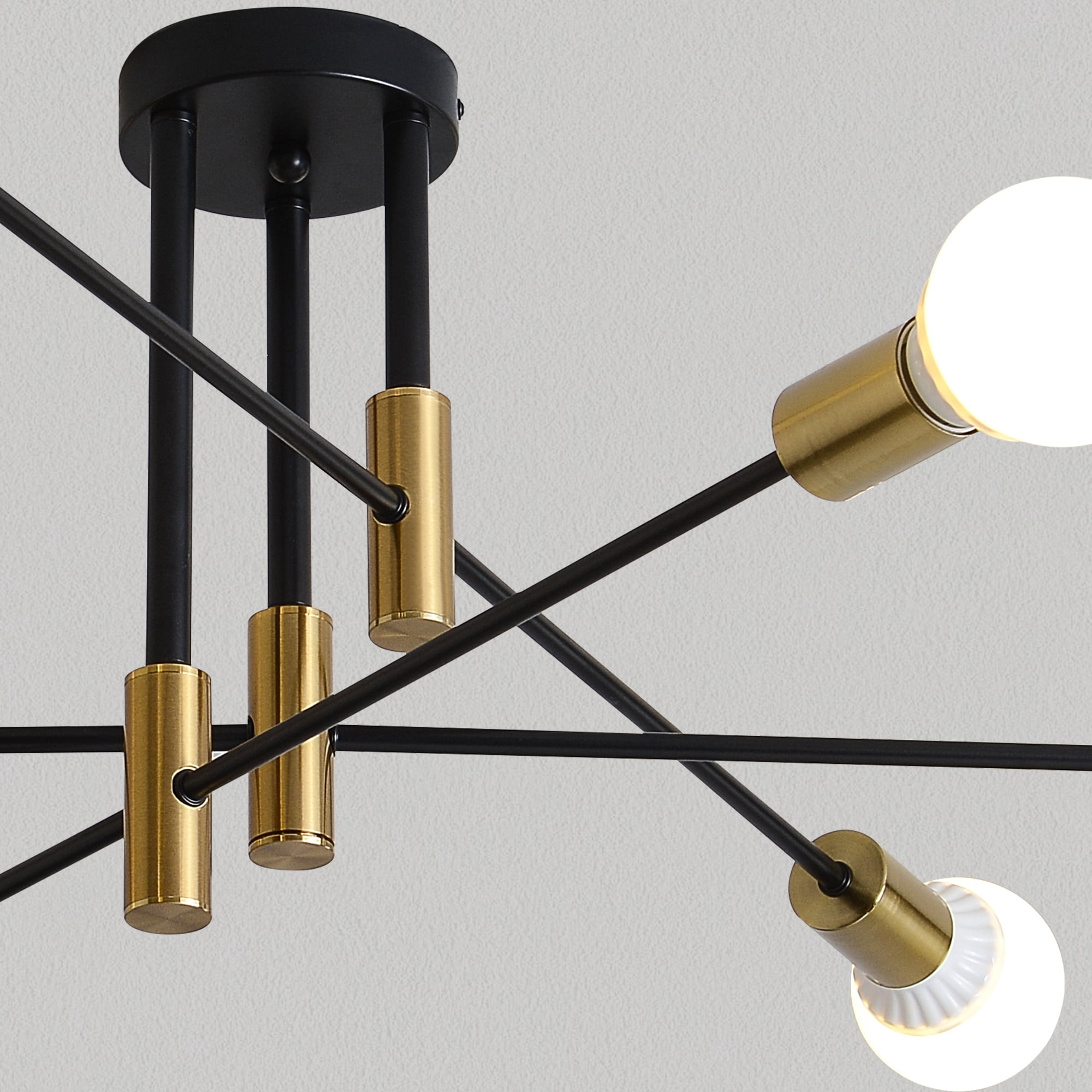6-Light Metal Flush Mount Ceiling Light, Modern Multi-Arm Design for Indoor Use