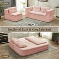 thumbnail image 3 of New Multi Functional Sectional Sofa Bed with Independent Chaise Lounge and Functional Blanket,Plush Corduroy Sofa Couch,Convertible Sofa Bed,80" King Size Bed,Deep Seat Fluffy Sofa,Baby Pink, 3 of 3