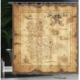 thumbnail image 4 of Ambesonne Island Shower Curtain, Old Paper Treasure Map, 69"Wx84"L, Beige Brown, 4 of 5