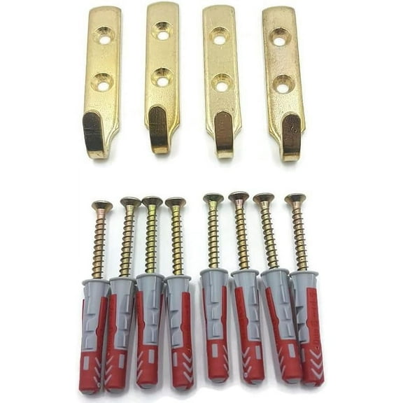 4 Pcs Heavy J Picture Hooks,Mirror Hooks Wall Hooks,Picture Photo Frame Hanging Hooks for plasterboard walls,with Screws and Plugs for Offices, Kitchens and Hallways