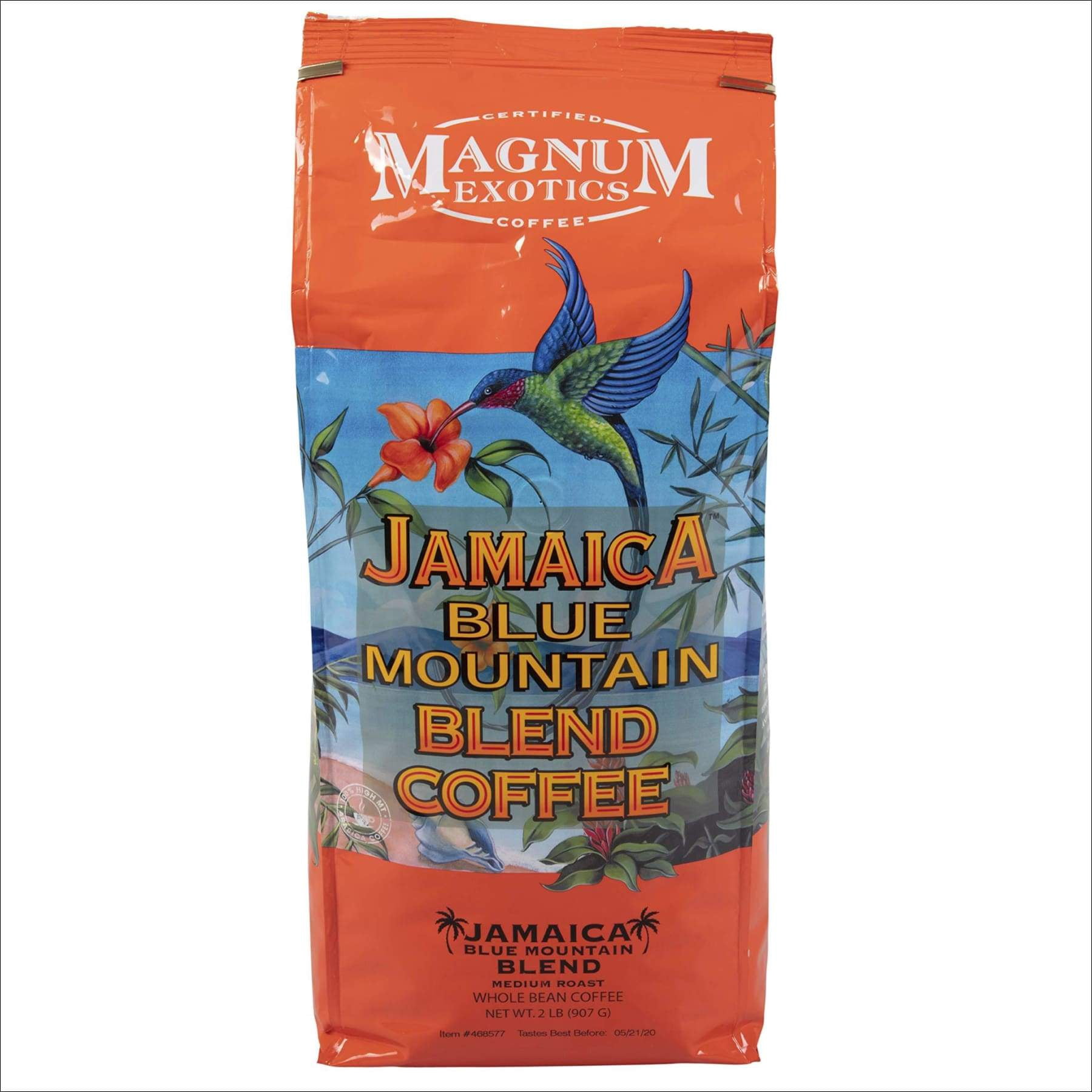 Magnum Exotics Jamaica Blue Mountain Blend Coffee Blend Medium Whole Bean 2 Lbs