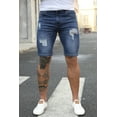 thumbnail image 3 of POGLIP Men's Blue Distressed Low-rise Men's Denim Shorts, 3 of 6