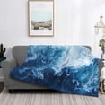 thumbnail image 2 of Uemuo Abstract Ocean Waves Printed Throw Blanket for Couch, Fluffy Fuzzy Blankets for Bed, Sofa, Cozy Flannel Faux Fur Blanket-60"x50", 2 of 6