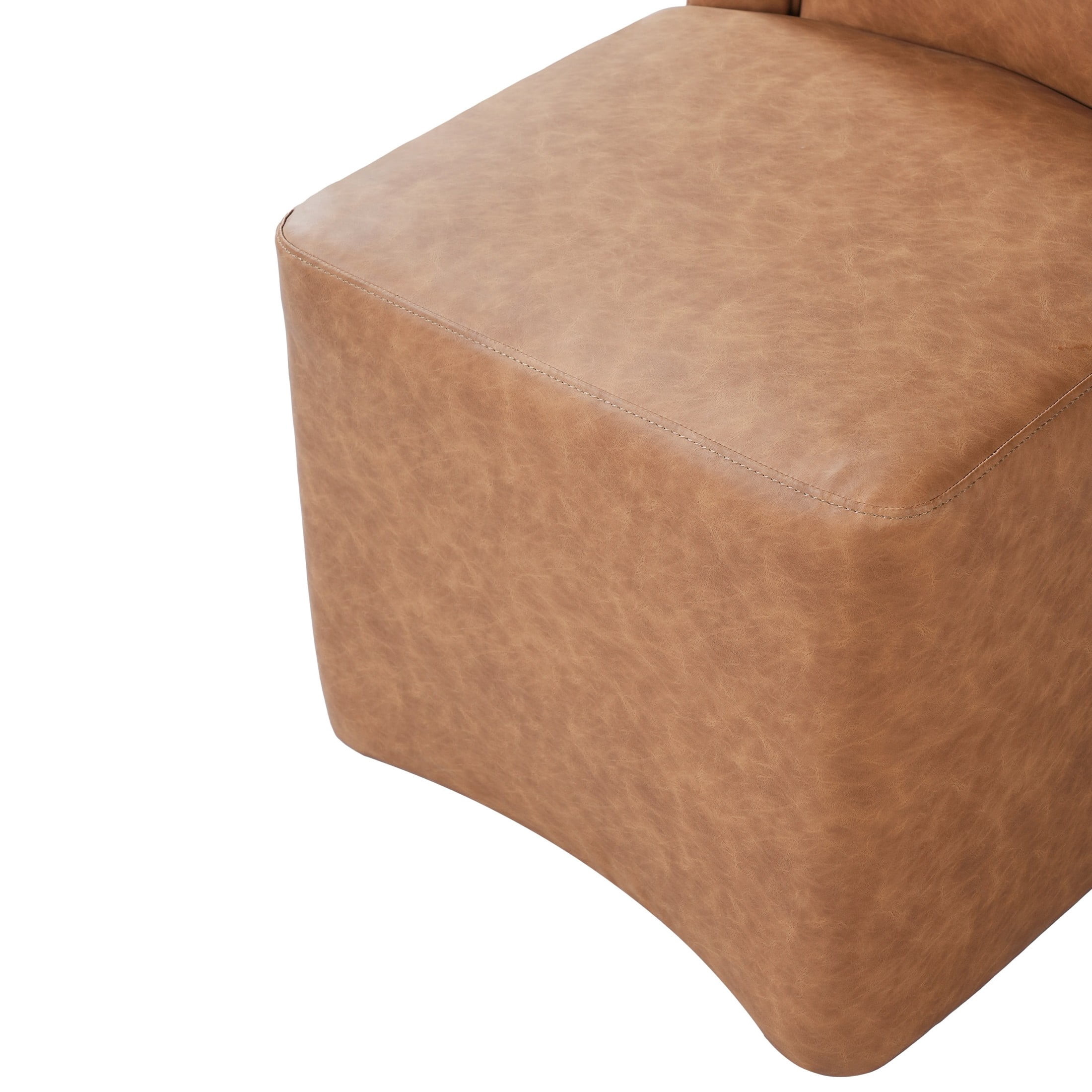 Christopher Knight Home Modern PU Upholstered Armless Dining Chairs, Camel, Set of 2