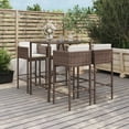 thumbnail image 1 of vidaXL 5 Piece Garden Bar Set with Cushions Brown Poly Rattan, 1 of 4
