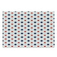 thumbnail image 1 of Abstract Cutting Board, Big Red Dots Squares and Dashed Lines Geometric Tile Print, Decorative Tempered Glass Cutting and Serving Board, Large Size, Navy Blue White Red, by Ambesonne, 1 of 1