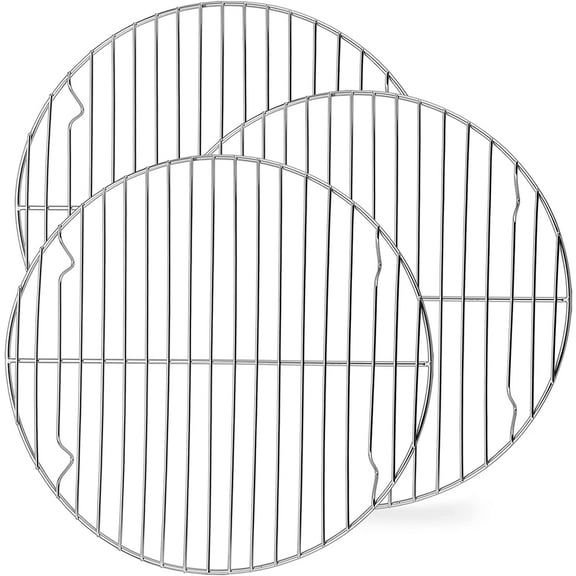 Round Cooking Rack, 3 Pcs Stainless Steel Baking Cooling Steaming Grilling Rack, Fits Air Fryer/Stockpot/Pressure Cooker/Round Cake Pan, Oven & Dishwasher Safe (10.5 Inch)