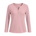thumbnail image 4 of Mityle Women's Henley T-Shirts Trendy Casual Ribbed Tops Women Long Sleeve Loose Fit Tees, 4 of 4