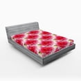 thumbnail image 2 of Ambesonne Rose Pattern Fitted Sheet, Abstract Floral Design, California King, Dark Coral Pale Pink, 2 of 5