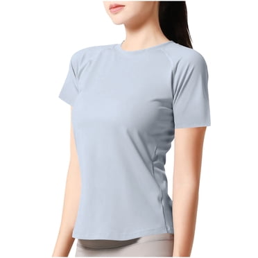 Seamless Short Sleeve Shirts for Women Breathable Running Workout Tops Athletic Gym Yoga Basic Tshirts Short Sleeve T-Shirt Stretch Tee Off the Shoulder Sweatshirt Gray XXL