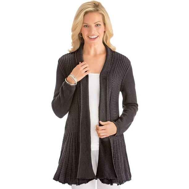 Fit and Flare Long Sleeve Knit Cardigan -Stylish and Flattering, Good for  Layering Over Tops